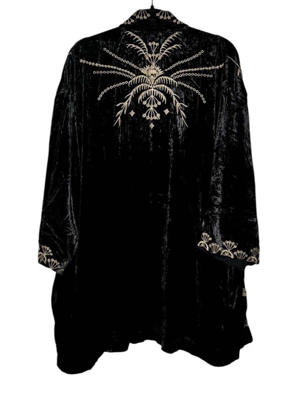 Johnny Was Velvet Kimono Size M Medium Embroidered Floral Cardigan Boho Top - Picture 5 of 6